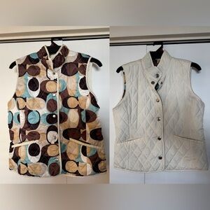 Coach Reversible Quilted Vest - Multicolor and Cream